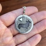 Corgi dog pendant, sterling silver