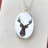 Stag necklace, labradorite & sterling silver