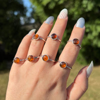 Orange kyanite stacking ring, sterling silver