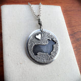 Corgi dog pendant, sterling silver