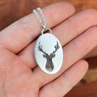Stag necklace, labradorite & sterling silver