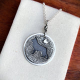 German shepherd dog pendant, sterling silver