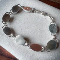 Rainbow gemstone bracelet, sterling silver, 7.25"