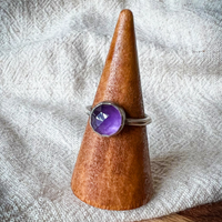 Amethyst stacking ring, sterling silver