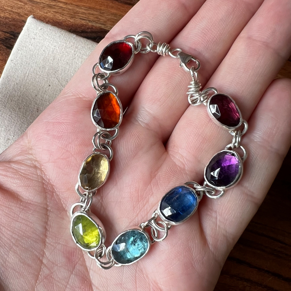 Silver online gemstone bracelet