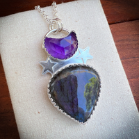 Labradorite & amethyst celestial pendant