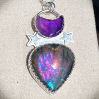 Labradorite & amethyst celestial pendant